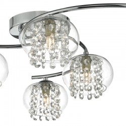 22918-003 Chrome 6 Light Centre Fitting with Clear Glass & Crystal