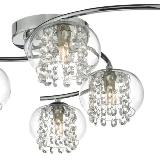 22918-003 Chrome 6 Light Centre Fitting with Clear Glass & Crystal 22918-003 Chrome 6 Light Centre Fitting with Clear Glass & Crystal