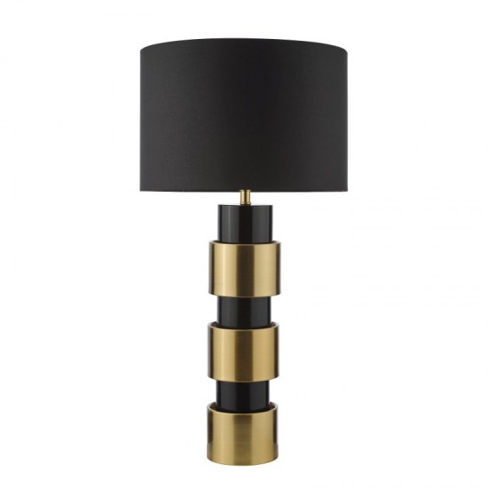 74782-003 Satin Gold & Satin Black Table Lamp with Black Shade