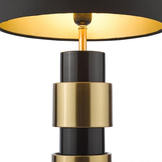 74782-003 Satin Gold & Satin Black Table Lamp with Black Shade