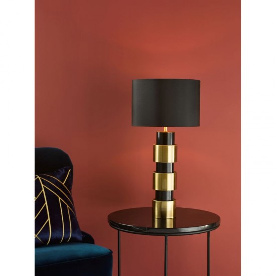 74782-003 Satin Gold & Satin Black Table Lamp with Black Shade