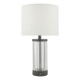 6813-003 Glass & Black Rechargeable LED Table Lamp with White Shade