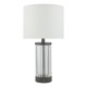 6813-003 Glass & Black Rechargeable LED Table Lamp with White Shade