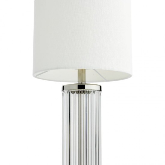 6814-003 Glass & Nickel Rechargeable LED Table Lamp with White Shade