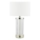 6814-003 Glass & Nickel Rechargeable LED Table Lamp with White Shade