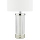 6814-003 Glass & Nickel Rechargeable LED Table Lamp with White Shade