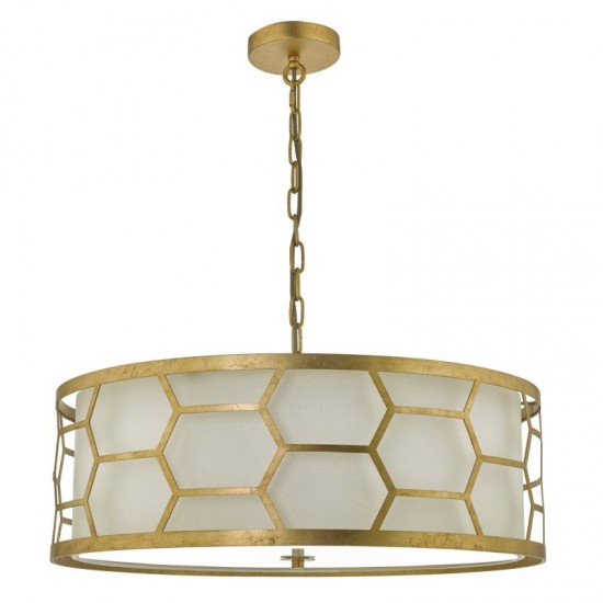 52029-003 Ivory & Gold 4 Light Pendant with Diffuser