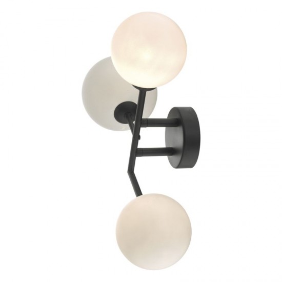 52031-003 Black 3 Light Wall Lamp with Opal Glasses