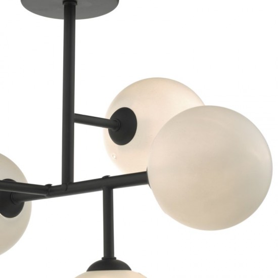 52032-003 Black 5 Light Ceiling Lamp with Opal Glasses