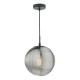 71178-003 Black Pendant with Smoked Ribbed Glass