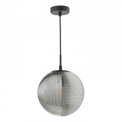 71178-003 Black Pendant with Smoked Ribbed Glass