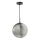 71178-003 Black Pendant with Smoked Ribbed Glass