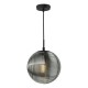 71178-003 Black Pendant with Smoked Ribbed Glass