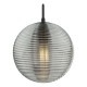 71178-003 Black Pendant with Smoked Ribbed Glass