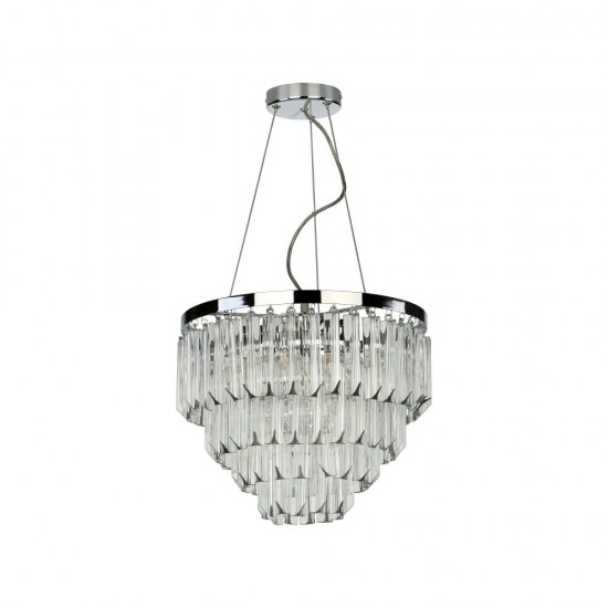 61667-003 Nickel 5 Light Chandelier with Sculpted Glasses