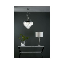 61667-003 Nickel 5 Light Chandelier with Sculpted Glasses