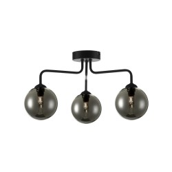 61668-003 Black 3 Light Semi Flush with Smoked Mirrored Glasses 61668-003 Black 3 Light Semi Flush with Smoked Mirrored Glasses