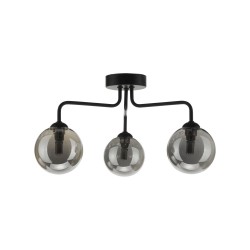 61668-003 Black 3 Light Semi Flush with Smoked Mirrored Glasses
