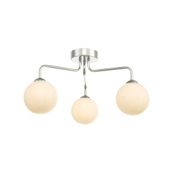 61671-003 Chrome 3 Light Semi Flush with White Glasses