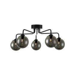 61672-003 Black 5 Light Semi Flush with Smoked Mirrored Glasses 61672-003 Black 5 Light Semi Flush with Smoked Mirrored Glasses