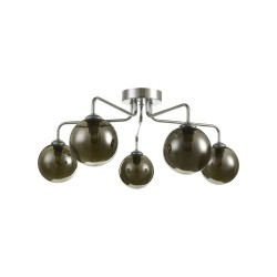 61674-003 Chrome 5 Light Semi Flush with Smoked Mirrored Glasses