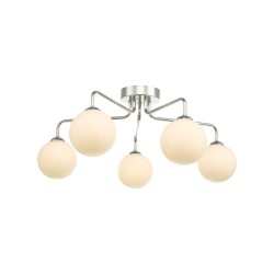 61675-003 Chrome 5 Light Semi Flush with White Glasses