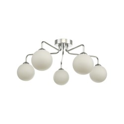 61675-003 Chrome 5 Light Semi Flush with White Glasses 61675-003 Chrome 5 Light Semi Flush with White Glasses