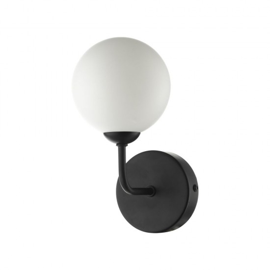 61677-003 White Glass & Black Wall Lamp