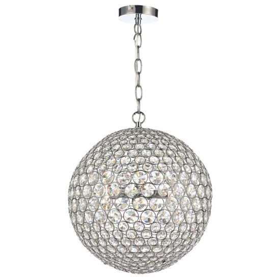 4830-003 Chrome 5 Light Pendant with Crystal Ball 4830-003 Chrome 5 Light Pendant with Crystal Ball