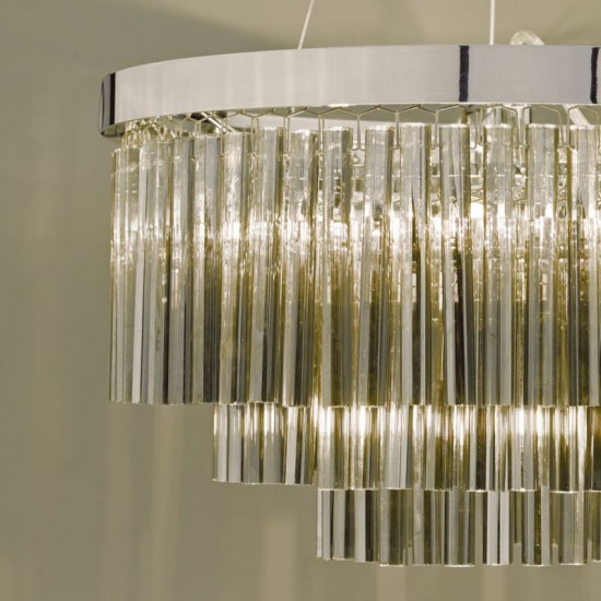 22961-003 Chrome 5 Light Pendant with Smoked Glass Rods 22961-003 Chrome 5 Light Pendant with Smoked Glass Rods