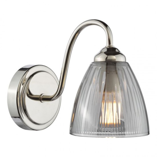 74794-003 Nickel Wall Lamp with Smoked Ribbed Glass