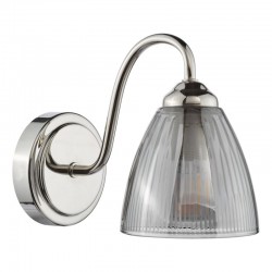 74794-003 Nickel Wall Lamp with Smoked Ribbed Glass