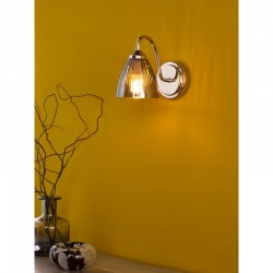74794-003 Nickel Wall Lamp with Smoked Ribbed Glass