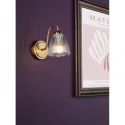 74795-003 Antique Bronze Wall Lamp with Ribbed Glass