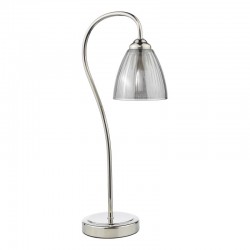 74796-003 Nickel Table Lamp with Smoked Ribbed Glass