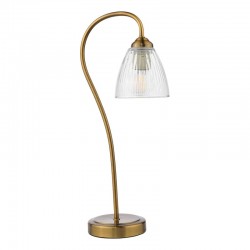 74797-003 Antique Bronze Table Lamp with Ribbed Glass