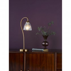 74797-003 Antique Bronze Table Lamp with Ribbed Glass