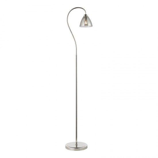 79687-003 Nickel Floor Lamp with Smoked Ribbed Glass