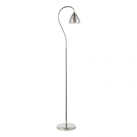 79687-003 Nickel Floor Lamp with Smoked Ribbed Glass