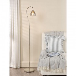 79687-003 Nickel Floor Lamp with Smoked Ribbed Glass