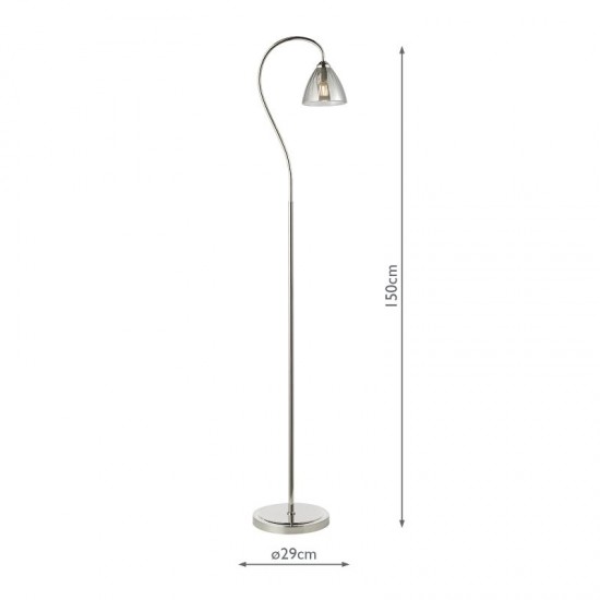 79687-003 Nickel Floor Lamp with Smoked Ribbed Glass