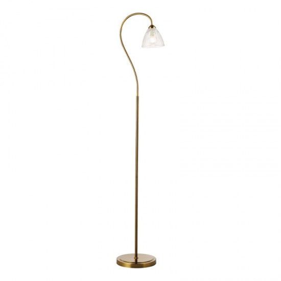 79688-003 Antique Bronze Floor Lamp with Ribbed Glass