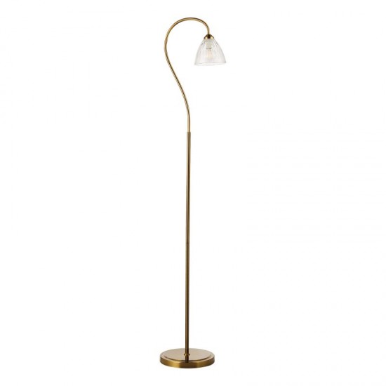 79688-003 Antique Bronze Floor Lamp with Ribbed Glass