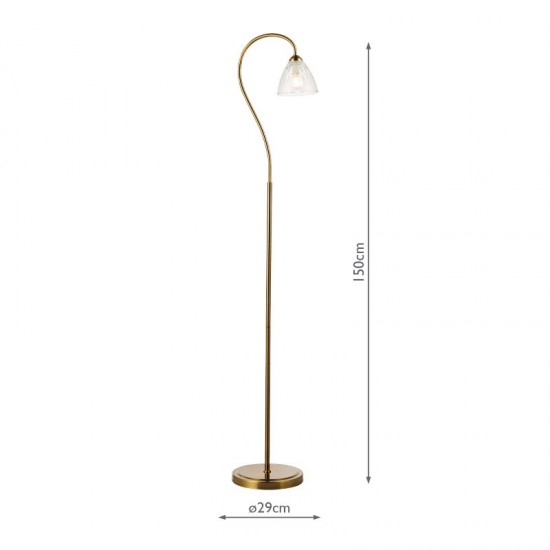 79688-003 Antique Bronze Floor Lamp with Ribbed Glass