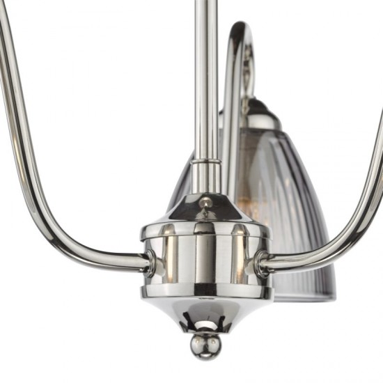 74798-003 Nickel 3 Light Semi Flush with Smoked Ribbed Glass