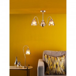 74798-003 Nickel 3 Light Semi Flush with Smoked Ribbed Glass