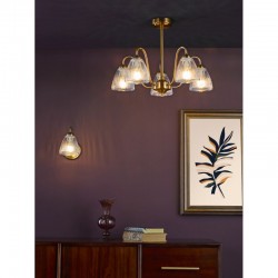 74801-003 Antique Bronze 5 Light Semi Flush with Ribbed Glass