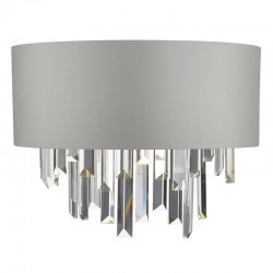 52047-003 Crystal 2 Light Wall Lamp with Grey Fabric Shade 52047-003 Crystal 2 Light Wall Lamp with Grey Fabric Shade