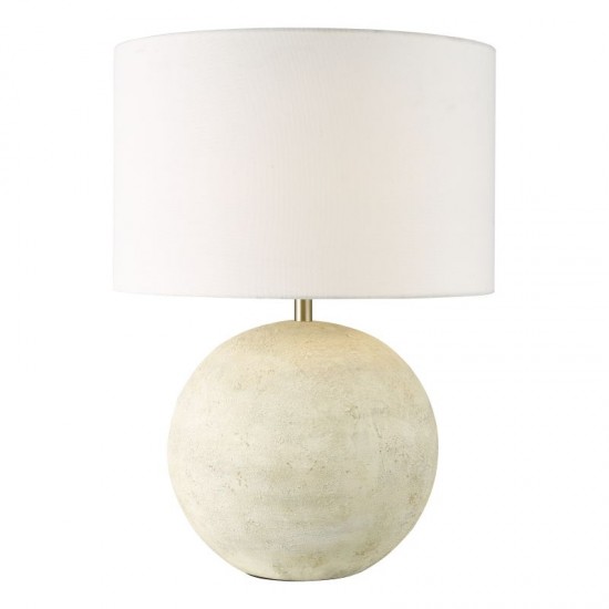 79689-003 Natural Stone Effect Table Lamp with White Linen Shade