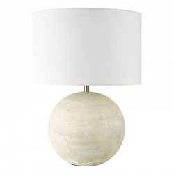 79689-003 Natural Stone Effect Table Lamp with White Linen Shade